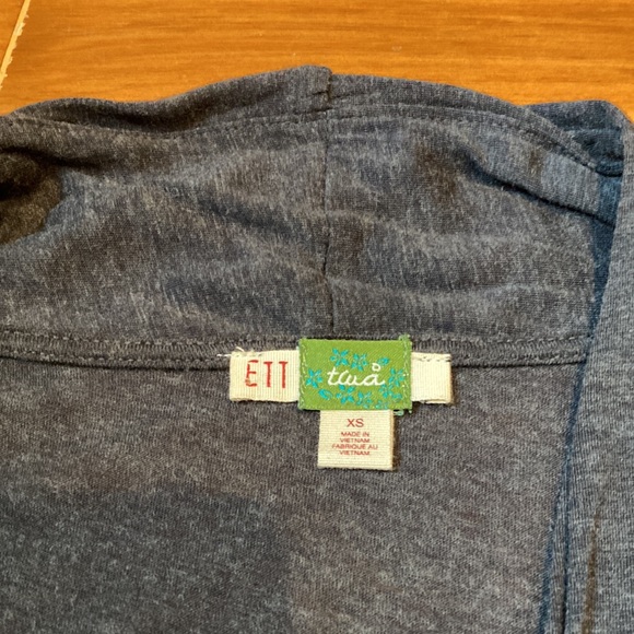 ETT TWA XS Charcoal Wool Give & Gather Top Basketweave Pleats 3/4 Sleeve - Picture 5 of 6